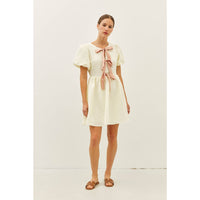 BUBBLE TEXTURED BOW TIE FRONT MINI DRESS | idem ditto
