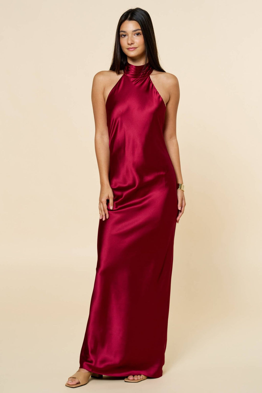 Burgundy Silk Halter Maxi Dress Burgundy Silk Halter Maxi Dress