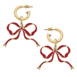 Veronica Game Day Bow Enamel Earrings: Red Canvas Style