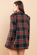 TARTAN PLAID DOUBLE BREASTED BLAZER-Ces Femme-Sissy Boutique