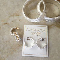 Carter Watchband Open Hoop Earrings in Satin Silver | Canvas Style