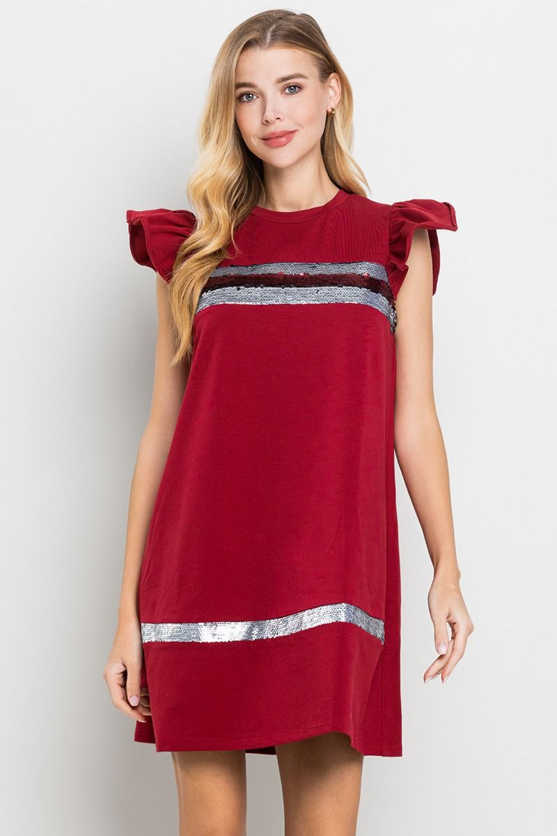 Crimson and Silver Shift Dress - Alabama Gameday Sissy Boutique