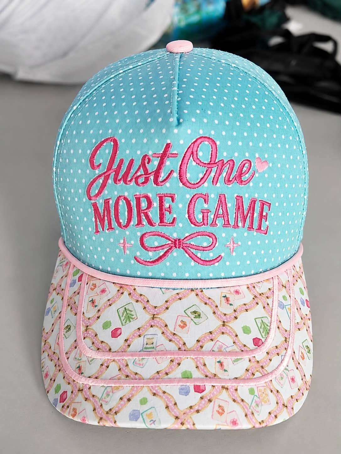 Just One More Game Mahjong Embroidered 3D Hat | Grace & Co.