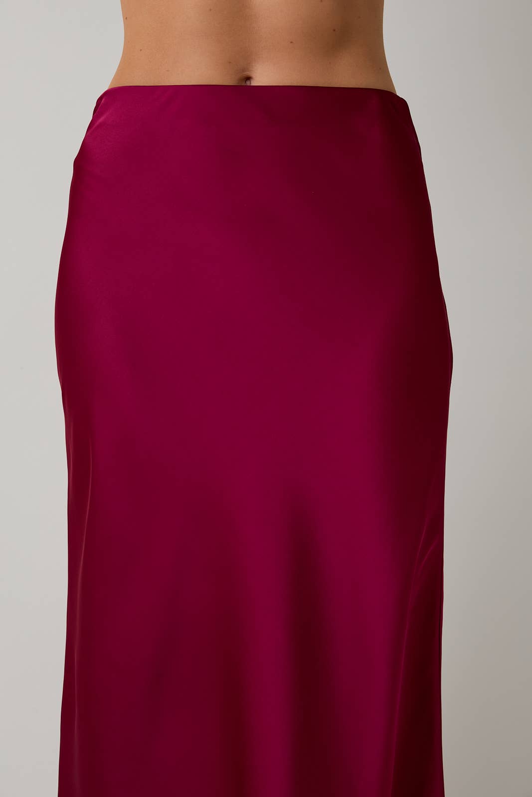 Cranberry BIAS SATIN MIDI SKIRT | Sunday Edition by LE LIS
