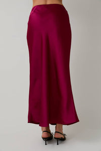 Cranberry BIAS SATIN MIDI SKIRT | Sunday Edition by LE LIS