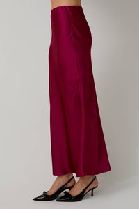 Cranberry BIAS SATIN MIDI SKIRT | Sunday Edition by LE LIS