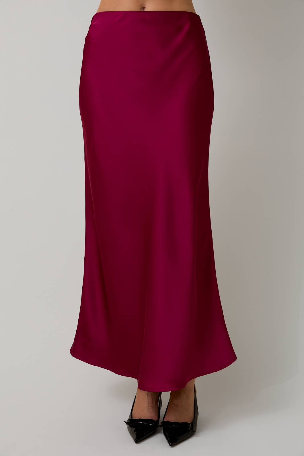 Cranberry BIAS SATIN MIDI SKIRT | Sunday Edition by LE LIS