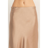 Dark Taupe Satin Midi Skirt | HYFVE