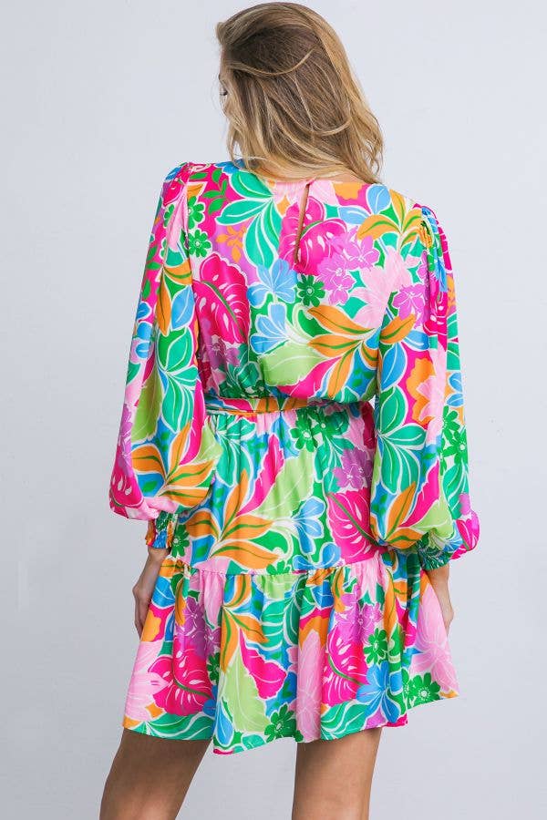 PRINTED WOVEN MINI DRESS-FLYING TOMATO-Sissy Boutique