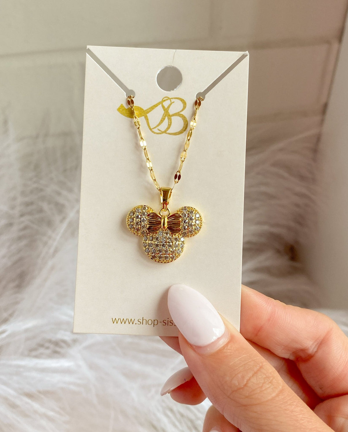 Diamond Mouse Gold Necklace | Sissy Boutique