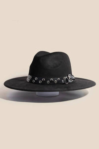 Double Grommet Strap Faux Suede Fedora Hat | Anarchy Street