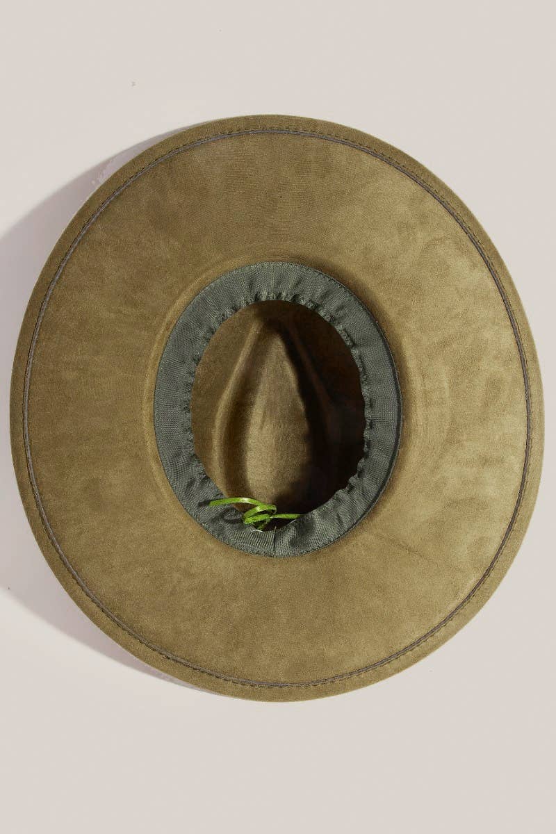 Double Grommet Strap Faux Suede Fedora Hat | Anarchy Street