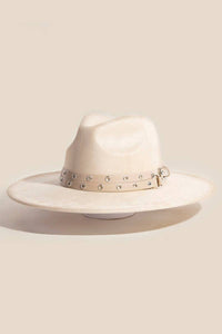 Double Grommet Strap Faux Suede Fedora Hat | Anarchy Street