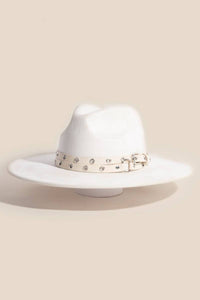 Double Grommet Strap Faux Suede Fedora Hat | Anarchy Street