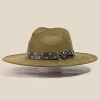 Double Grommet Strap Faux Suede Fedora Hat | Anarchy Street