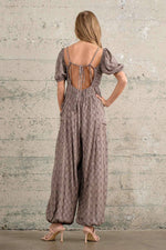 CHECKERED TAUPE JUMPSUITS WITH POCKETS-In the Beginning-Sissy Boutique
