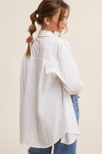 WHITE BUTTON DOWN SOLID POPLIN SHIRT-Sissy Boutique-Sissy Boutique