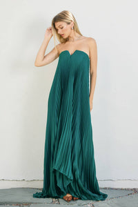 Emerald Green Moonglade Pleated Maxi Column Dress | Dress Forum