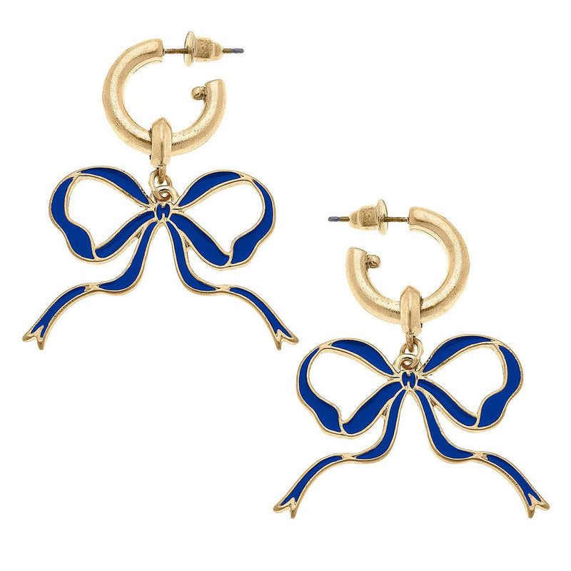 Veronica Game Day Bow Enamel Earrings: Red Canvas Style