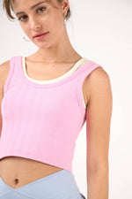 Off White Soft Stretchy Crew Neck Sleeveless Crop Knit Top: VERY J / LOVE RICHE
