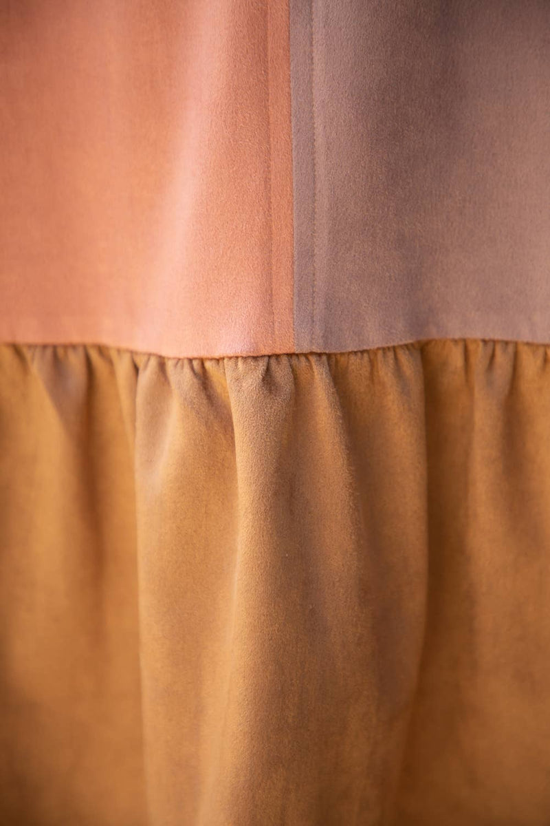 Buy FALL COLOR BLOCK SUEDE SHIFT DRESS Online