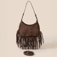 Faux Suede Fringe Belt Decor Shoulder Bag | Anarchy Street