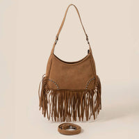 Faux Suede Fringe Belt Decor Shoulder Bag | Anarchy Street