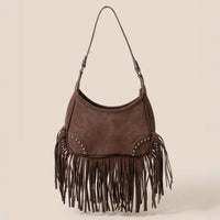 Faux Suede Fringe Belt Decor Shoulder Bag | Anarchy Street