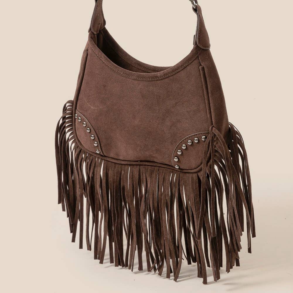 Faux Suede Fringe Belt Decor Shoulder Bag | Anarchy Street
