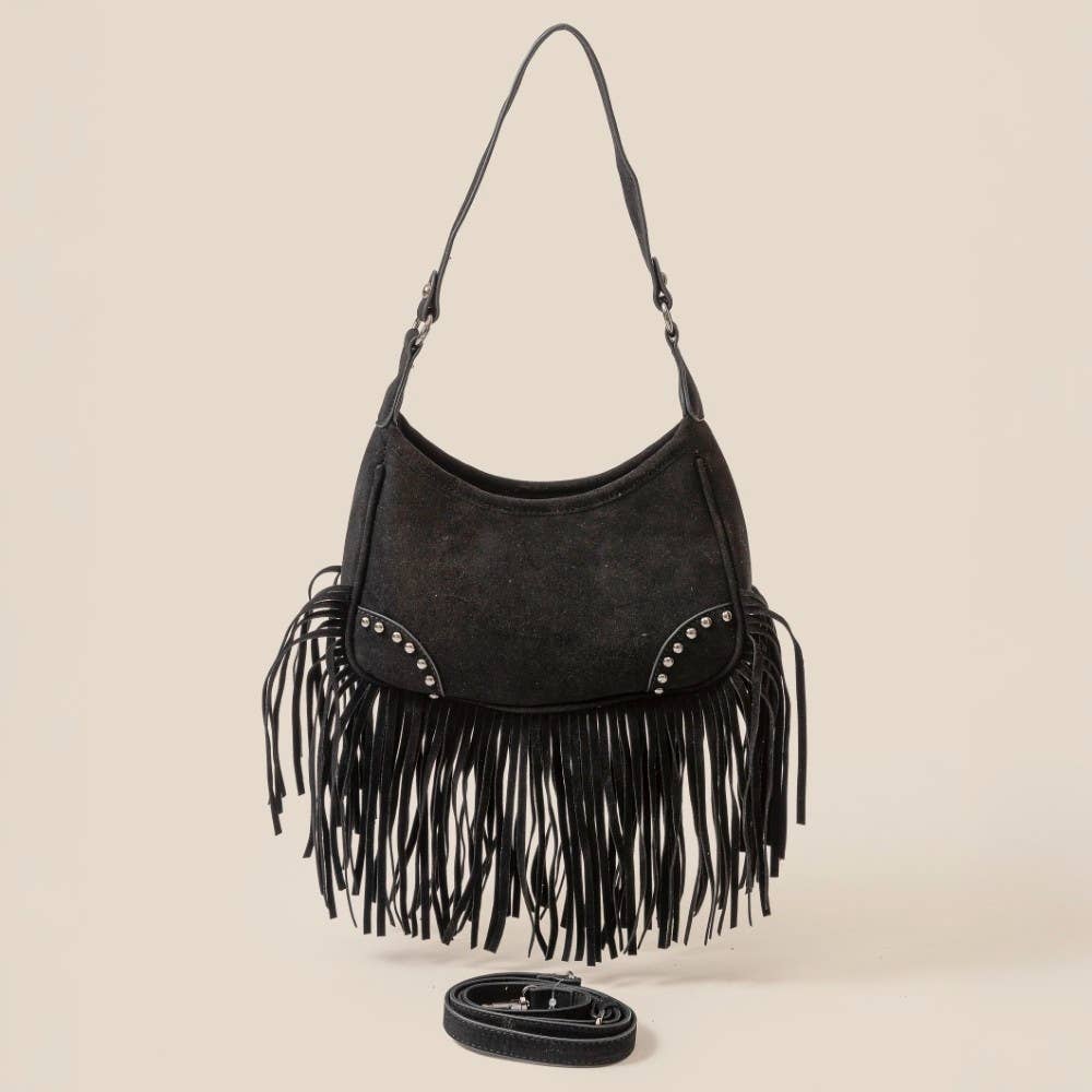 Faux Suede Fringe Belt Decor Shoulder Bag | Anarchy Street