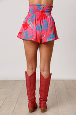 Abstract Tropical Print Cotton Gauze Shorts-Peach Love California-Sissy Boutique