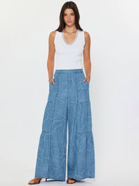 Floral Chambray Wide Leg Pants | Current Air