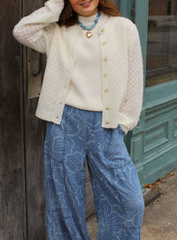 Floral Chambray Wide Leg Pants | Current Air