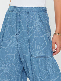 Floral Chambray Wide Leg Pants | Current Air