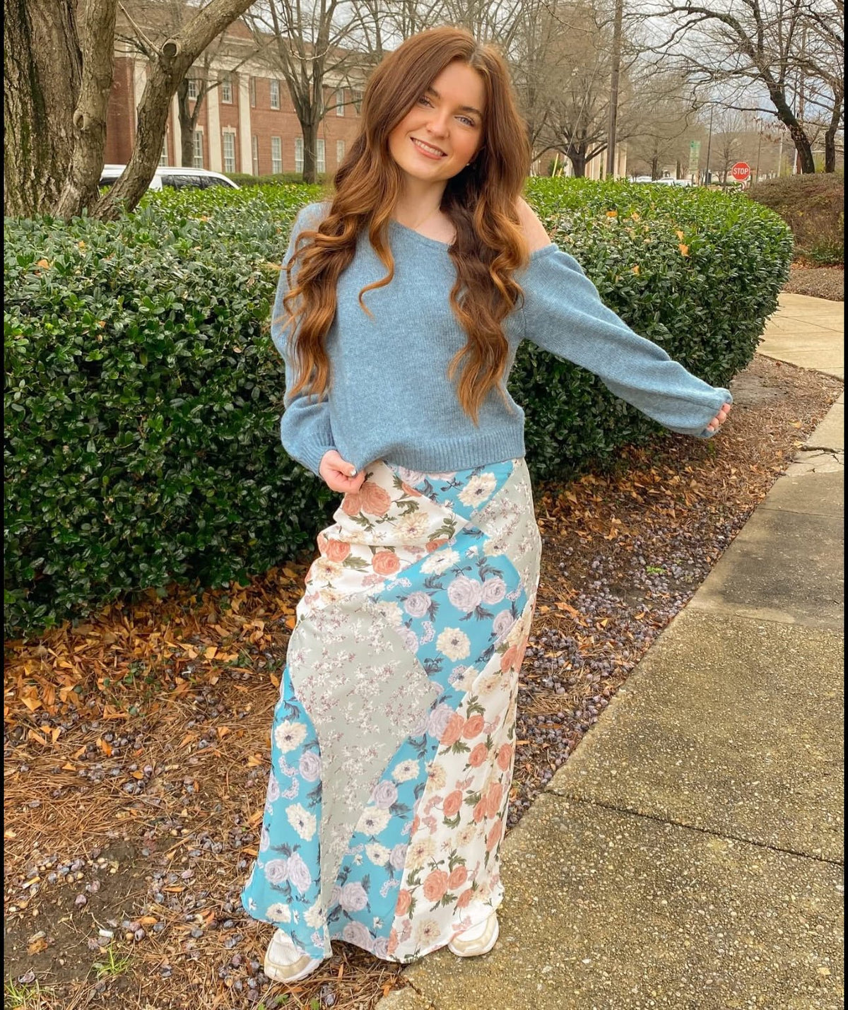 Floral print Cream Maxi Skirt | Baevely by Wellmade USA