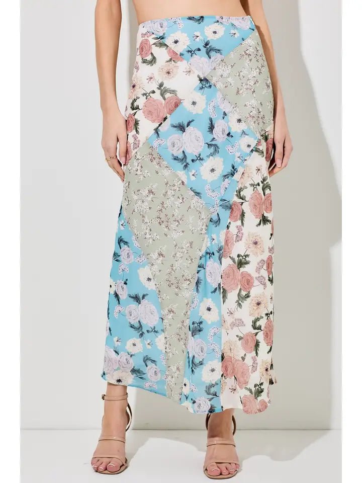 Floral print Cream Maxi Skirt | Baevely by Wellmade USA