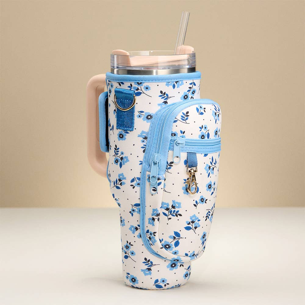Flower Pattern Tumbler Carrier Holder Bag | Sensibling Corp.