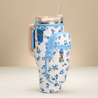 Flower Pattern Tumbler Carrier Holder Bag | Sensibling Corp.