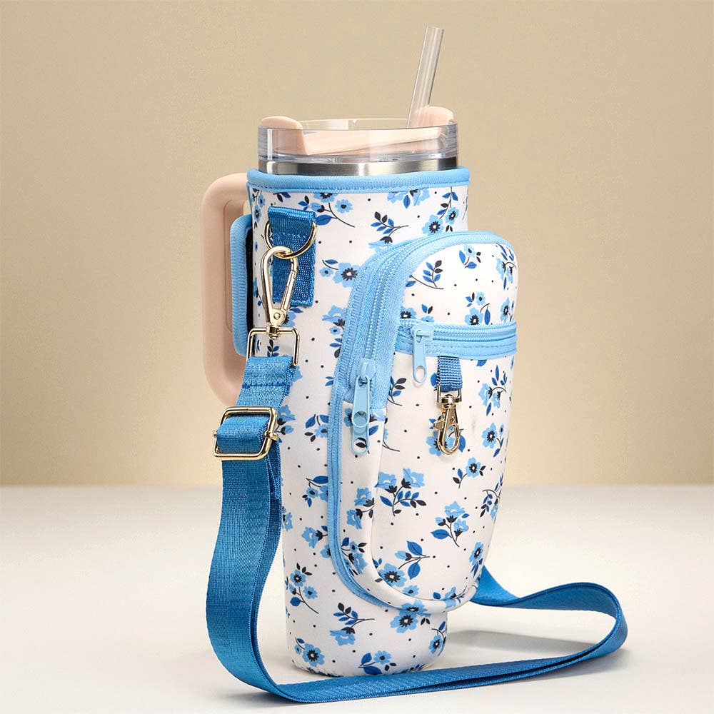 Flower Pattern Tumbler Carrier Holder Bag | Sensibling Corp.
