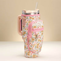 Flower Pattern Tumbler Carrier Holder Bag | Sensibling Corp.