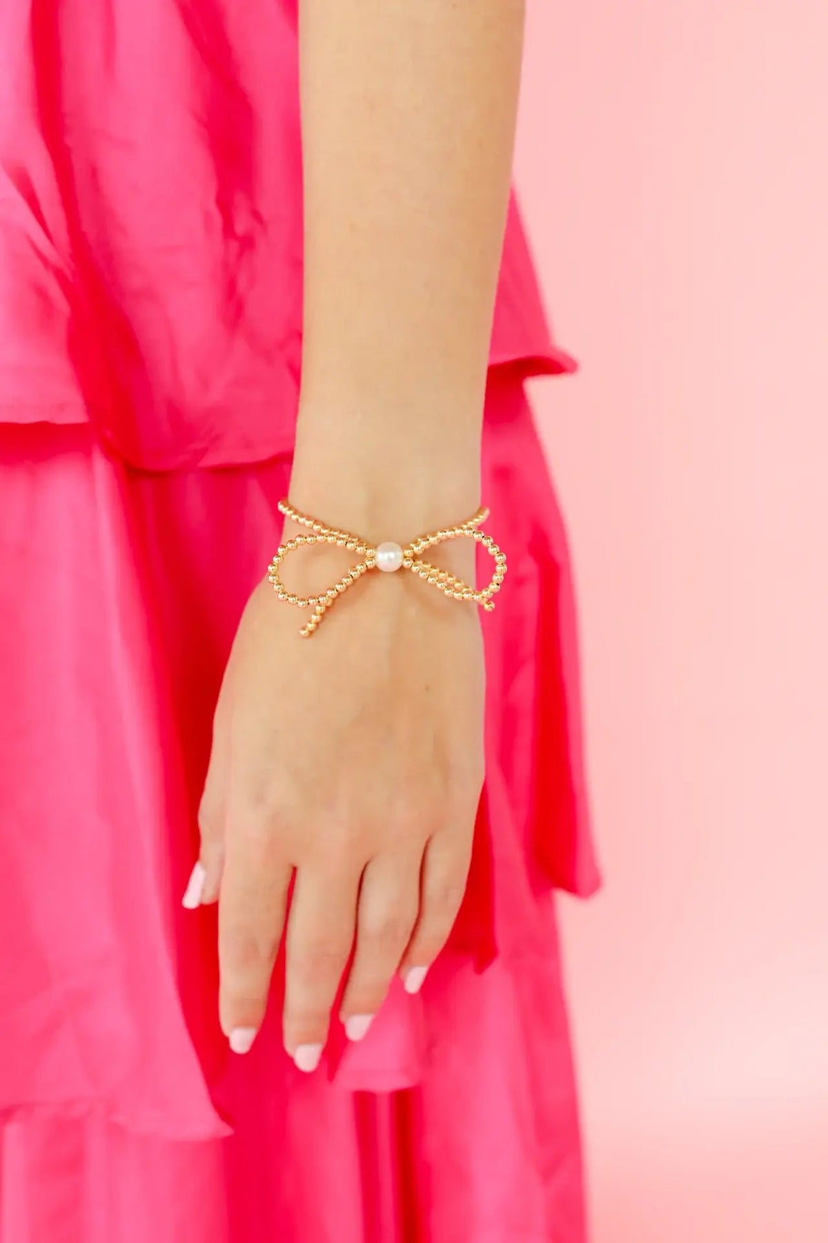 Gold Bow Bracelet: Standard 6.75 inch | Beaded Blondes