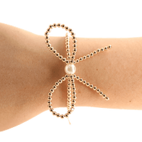Gold Bow Bracelet: Standard 6.75 inch | Beaded Blondes