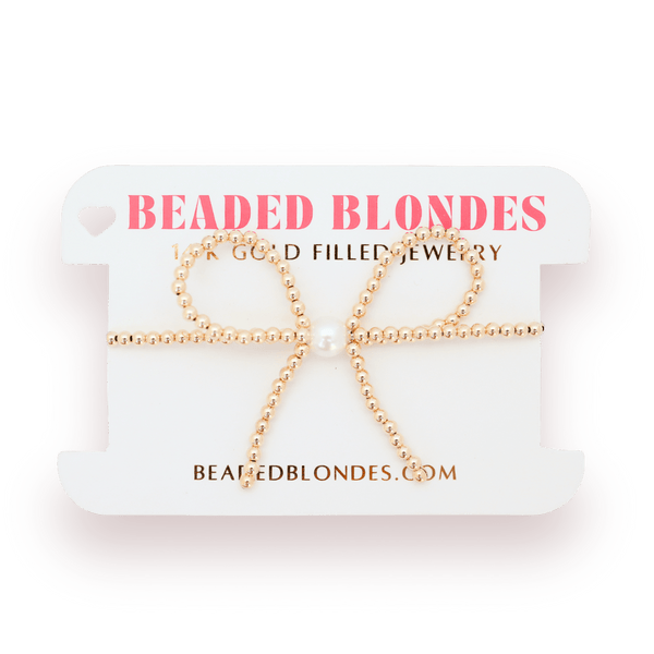 Gold Bow Bracelet: Standard 6.75 inch | Beaded Blondes
