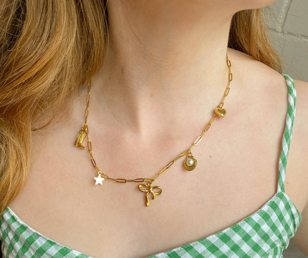 Gold Coastal Cowboy Bow Charm Necklace | Sissy Boutique