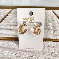 Gold Pearl Textured Huggie Hoop Earrings | Sissy Boutique