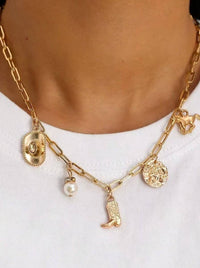 Gold Plated (Tarnish-Free) Cowgirl Charm Paperclip Necklace | JOSSLYN by wall to wall