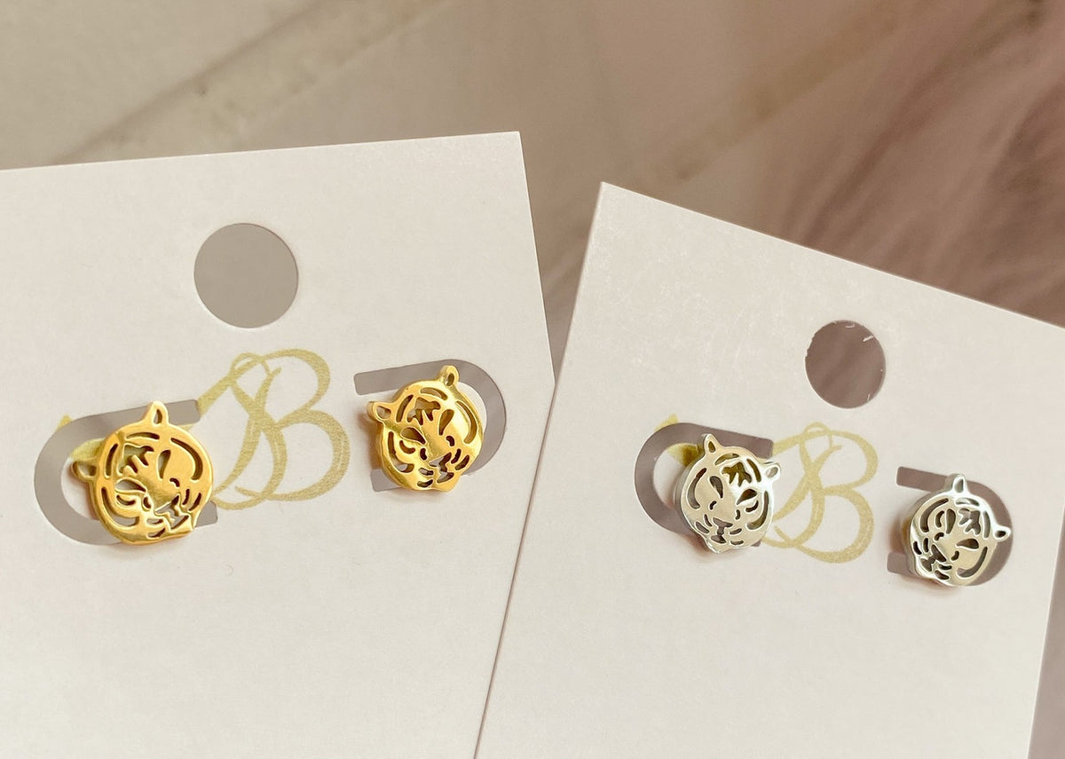 GOLD TIGER STUD EARRINGS | Sissy Boutique