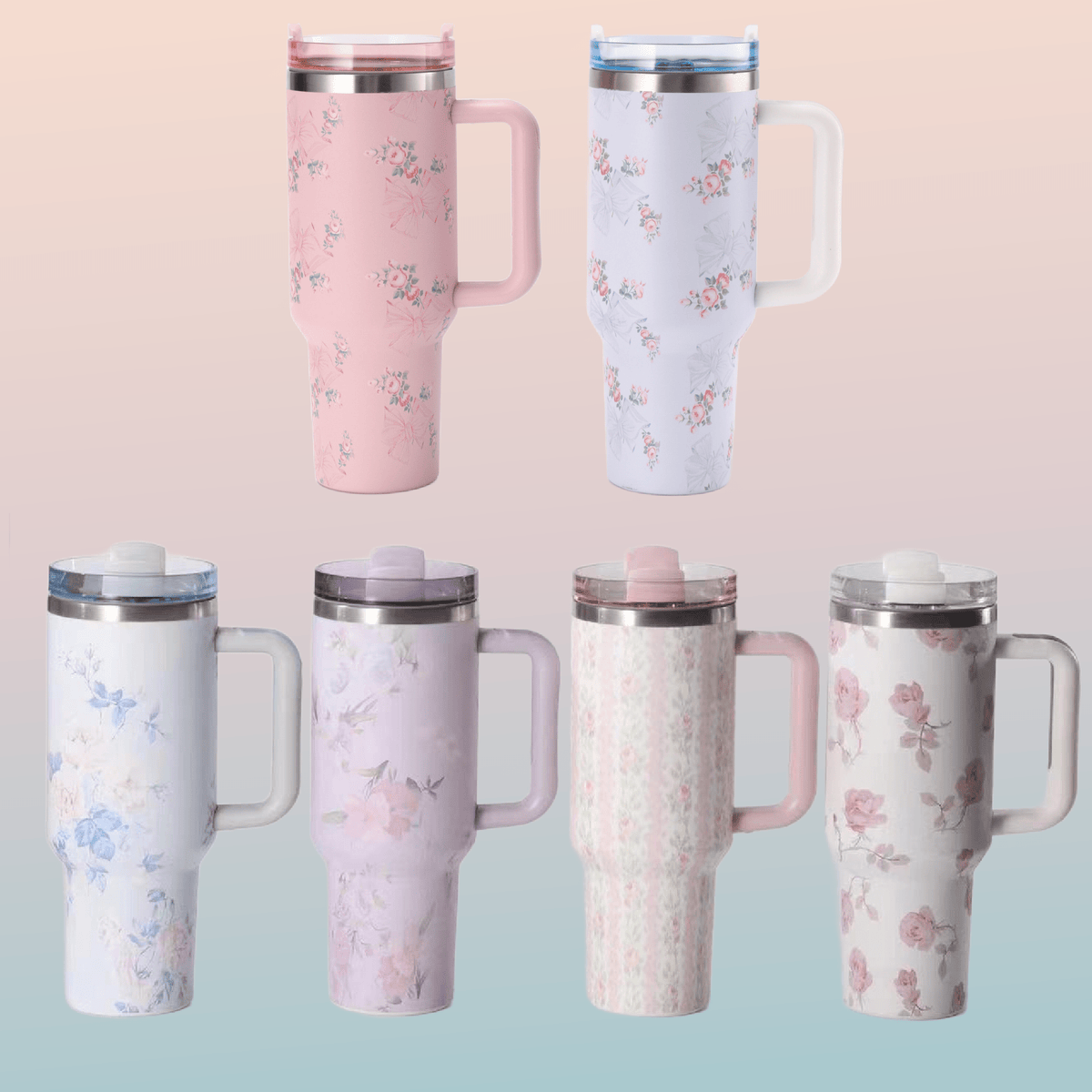 40 oz. Fancy Stainless Steel Tumblers with Bow Topper | Sissy Boutique