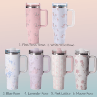 40 oz. Fancy Stainless Steel Tumblers with Bow Topper | Sissy Boutique