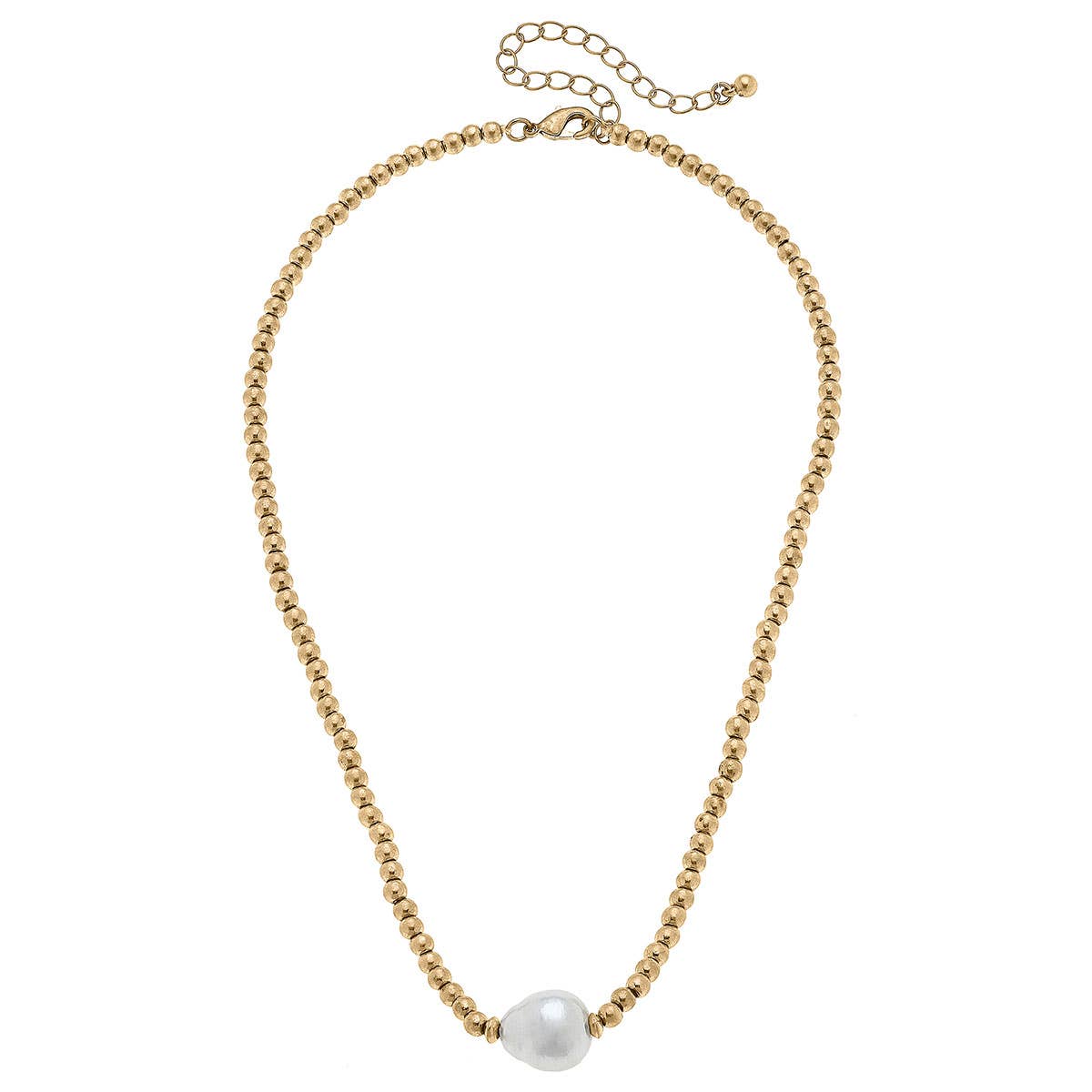 Greta Freshwater Pearl Necklace in Worn Gold & Ivory | Canvas Style